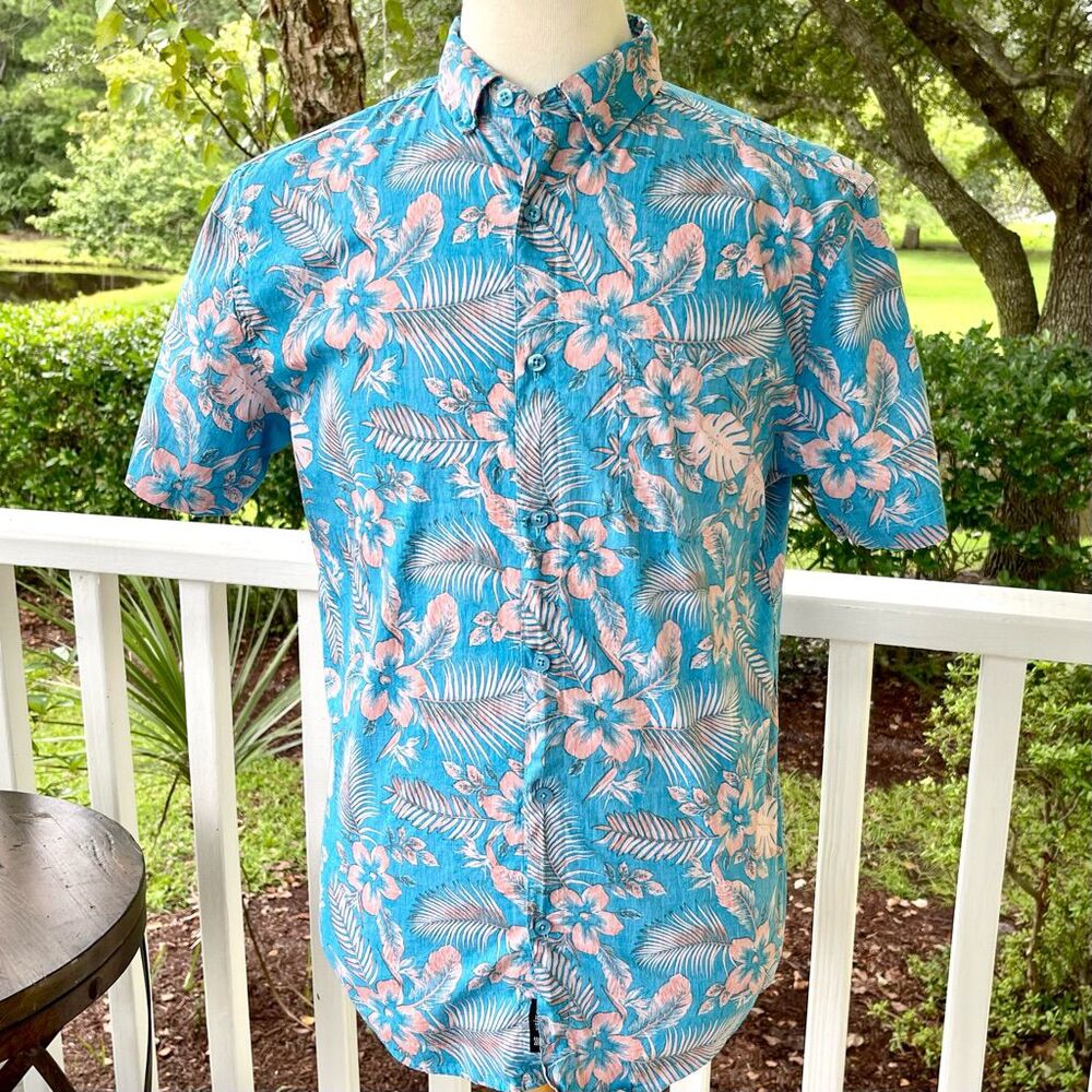 Visive Blue/Pink Hawaiian Shirt. Medium.